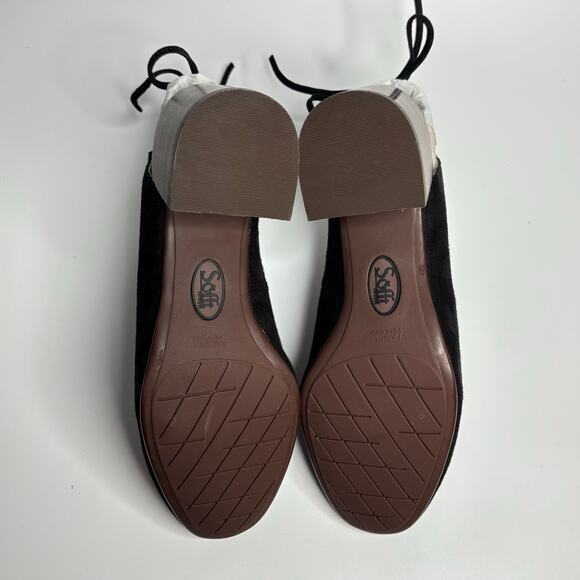 Sofft Lenora Suede Heeled Tie-Back Mule Booties in Black - Picture 9 of 10